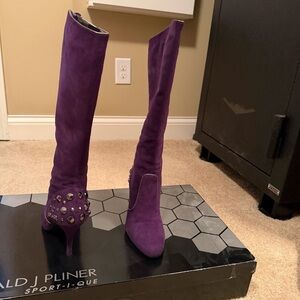 Donald J. Pliner Sport-I-Que Bruns Women's Suede Studded Boots 3 1/2” Heels